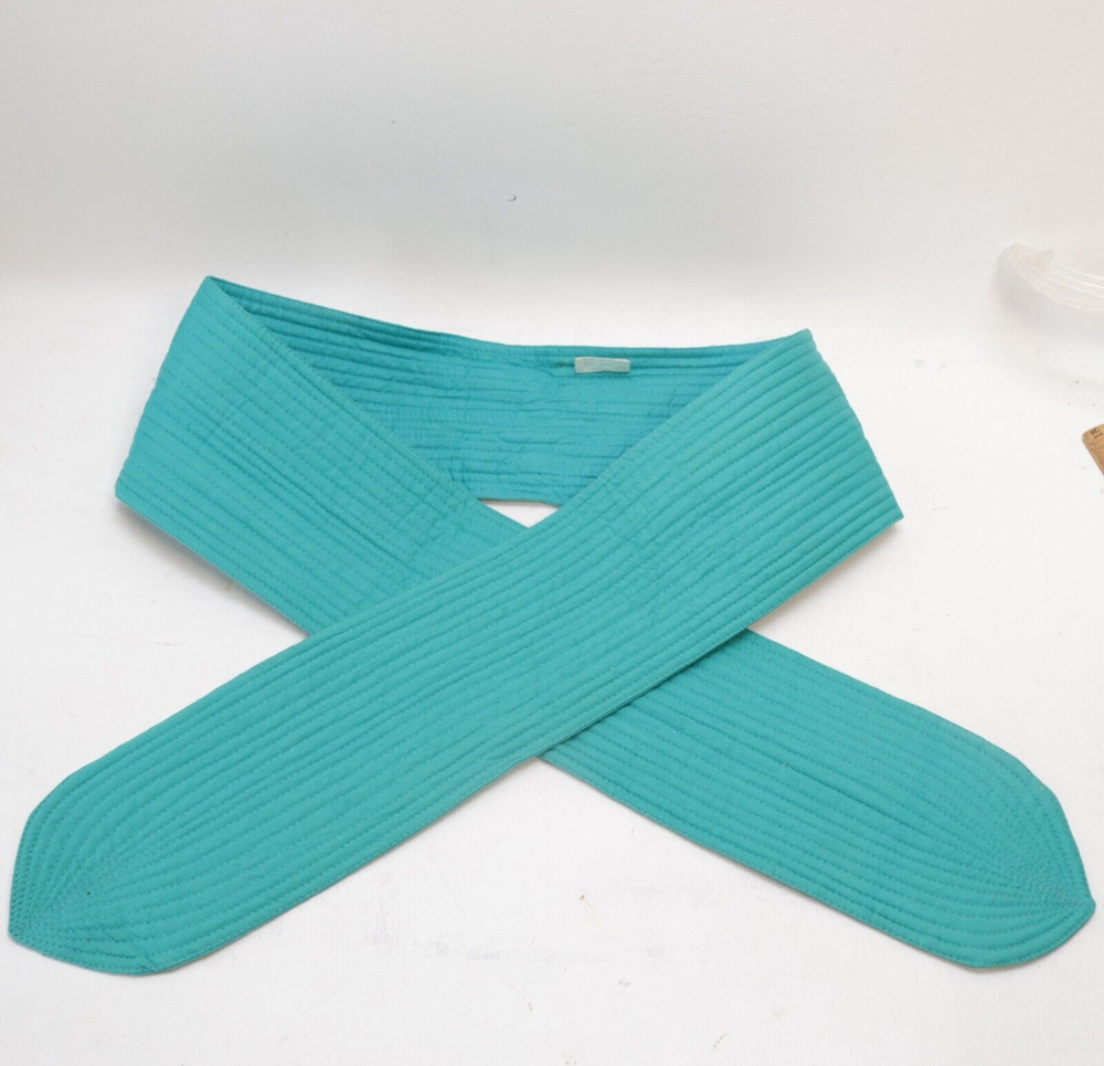 Vtg Magda K Waist Belt Women S Turquoise Quilted Cotton Tie Wide